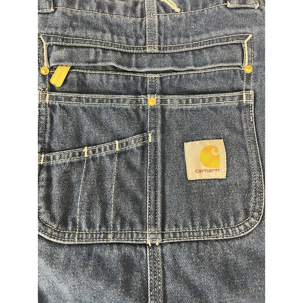 Carhartt 42X30**Overalls Blue Denim Bib Workwear Men's - Picture 4 of 7